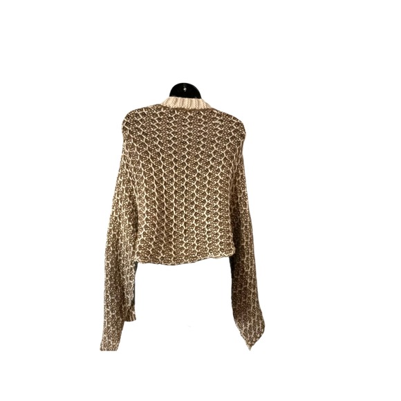 SIMPLY NOELLE Women's One Size Knit Button Front Poncho Sweater Brown White‎ - Picture 4 of 7